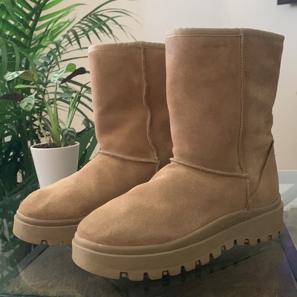 SKECHERS VTG 90’s Y2K Suede Leather Sherpa Lined Chunky Platform Boots - Picture 11 of 11